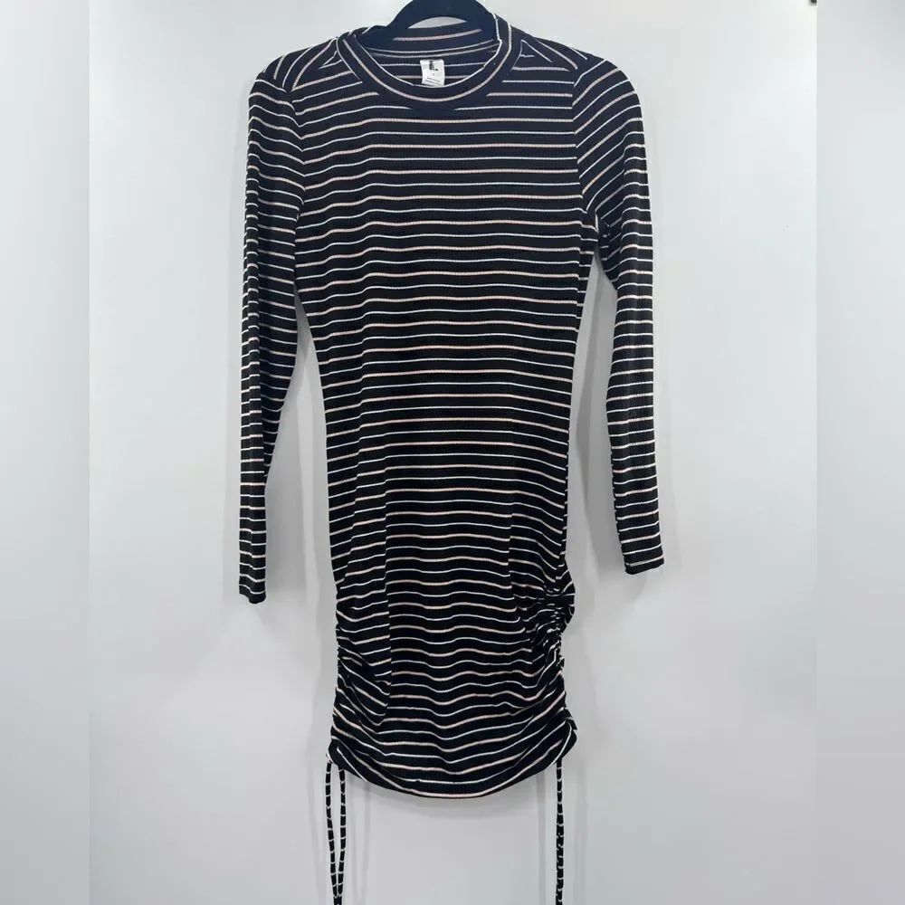 3/$20 Abound Stripped Side String Ruffle Long-Sleeve Dress size Small
